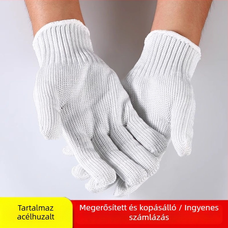 Vágás elleni kesztyűk, megerősített változat, 5. szintű védelem, polietilén rost, gyári használatra