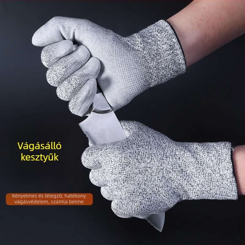 Vágás elleni kesztyűk, megerősített változat, 5. szintű védelem, polietilén rost, gyári használatra