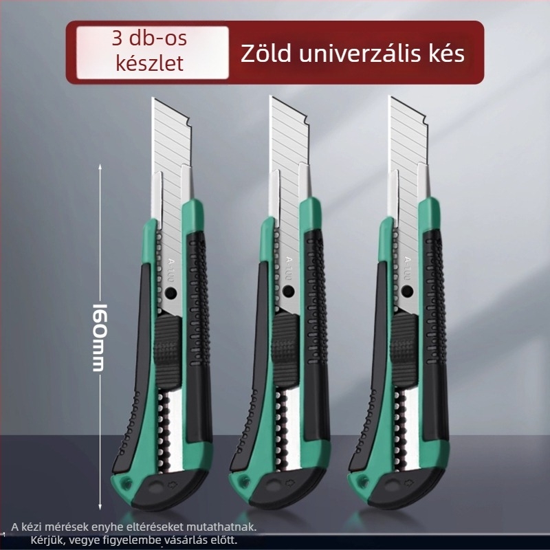 20 darabos univerzális késkészlet rozsdamentes acél pengékkel tapéta vágásához, papír vágásához és doboznyitáshoz