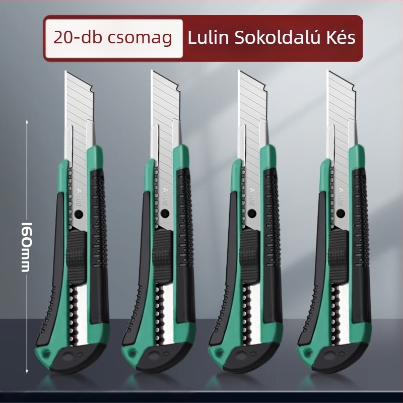 20 darabos univerzális késkészlet rozsdamentes acél pengékkel tapéta vágásához, papír vágásához és doboznyitáshoz