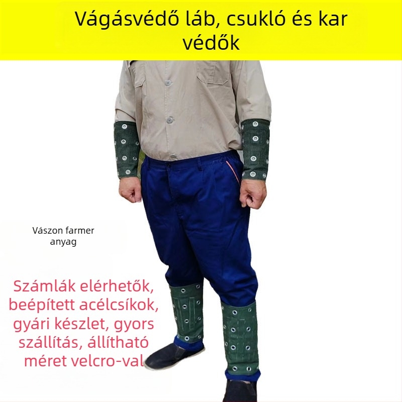 Teliheng Vászon kar- és lábvédő – Vágásálló, Anyag: Vászon; Alkalmazások: Üvegfeldolgozás, Építőipar, Fémmegmunkálás
