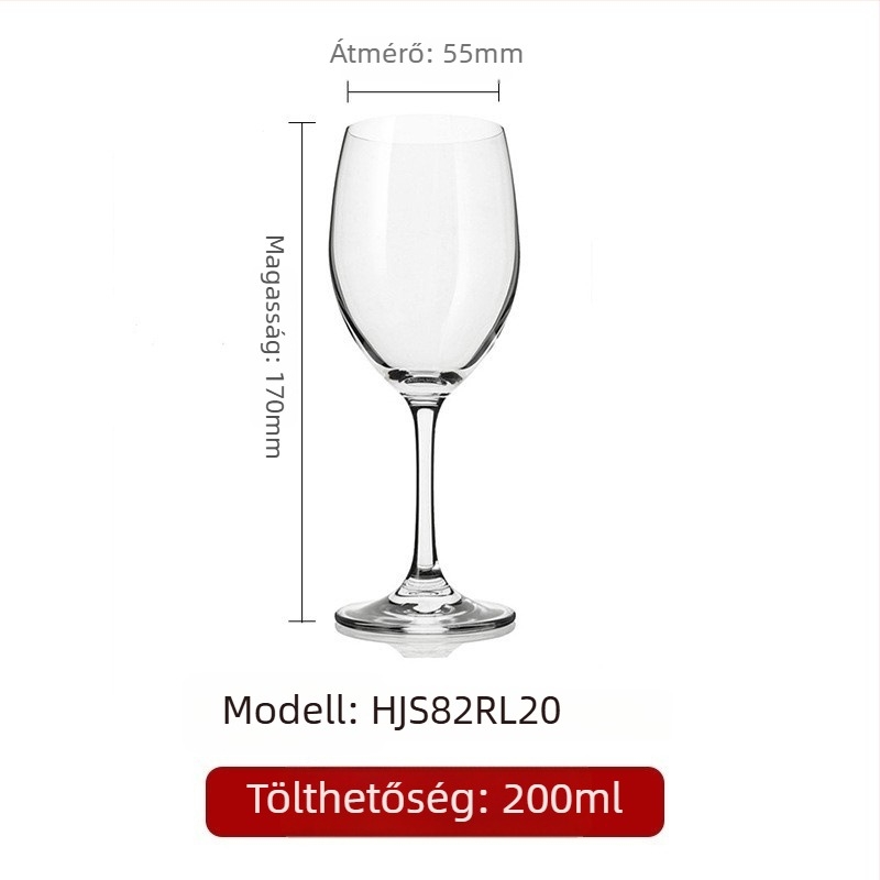 Kristály borospohár magas lábú, modern dizájn, kapacitás 201–300 ml, logó nyomtatás elérhető