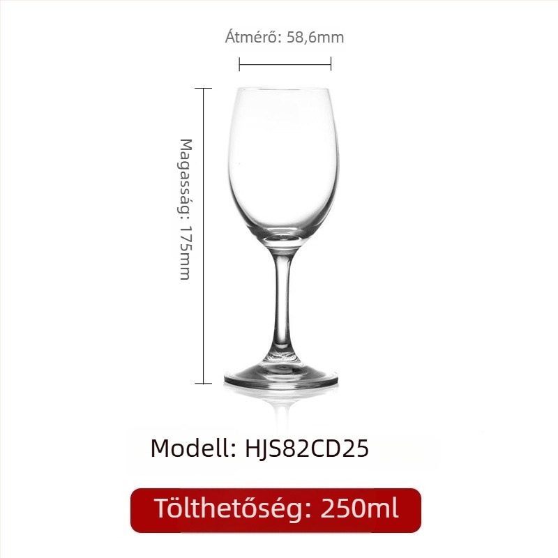 Kristály borospohár magas lábú, modern dizájn, kapacitás 201–300 ml, logó nyomtatás elérhető