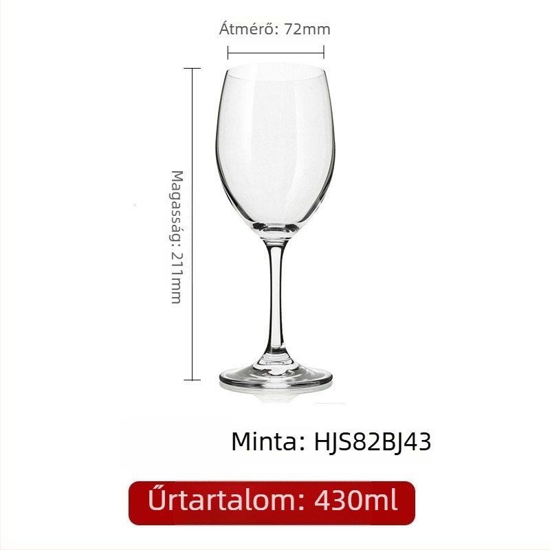 Kristály borospohár magas lábú, modern dizájn, kapacitás 201–300 ml, logó nyomtatás elérhető
