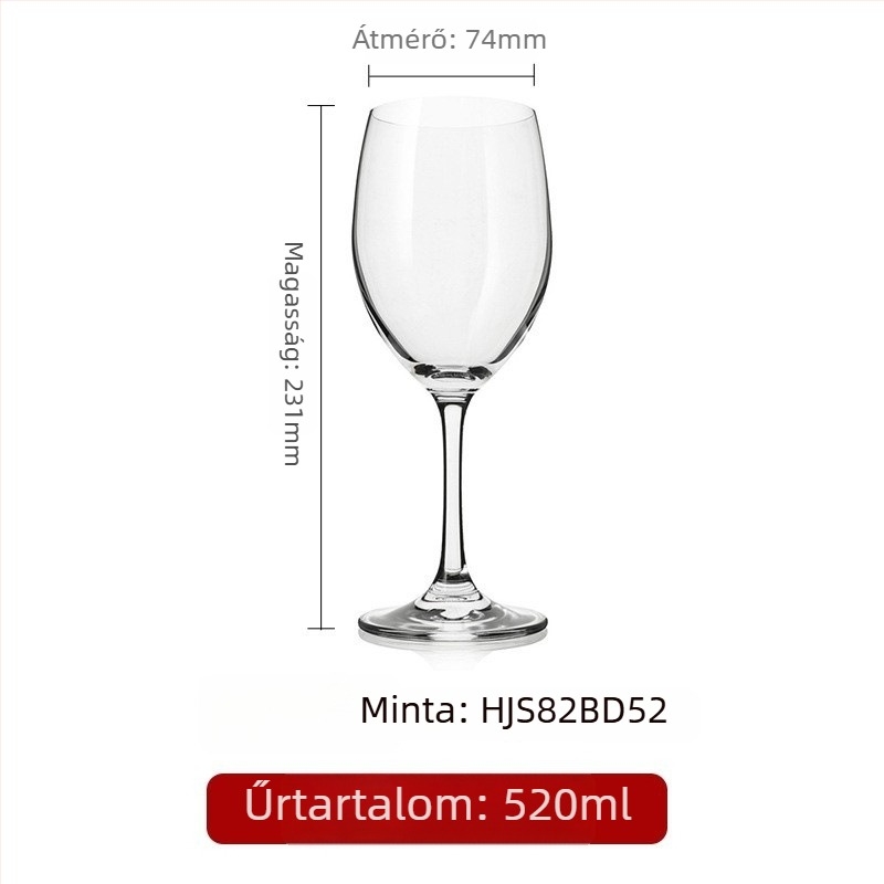 Kristály borospohár magas lábú, modern dizájn, kapacitás 201–300 ml, logó nyomtatás elérhető