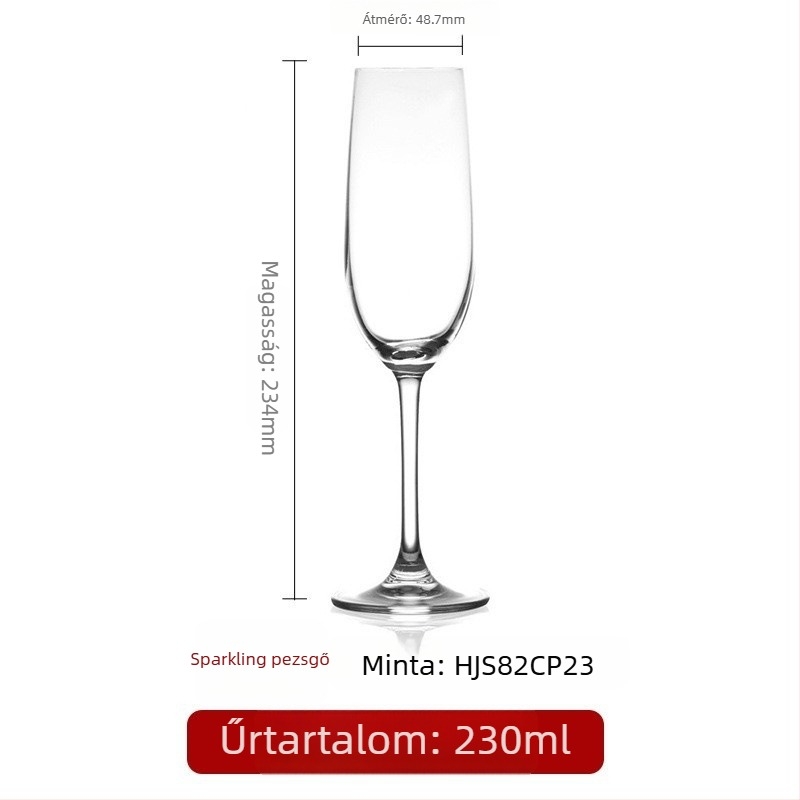 Kristály borospohár magas lábú, modern dizájn, kapacitás 201–300 ml, logó nyomtatás elérhető