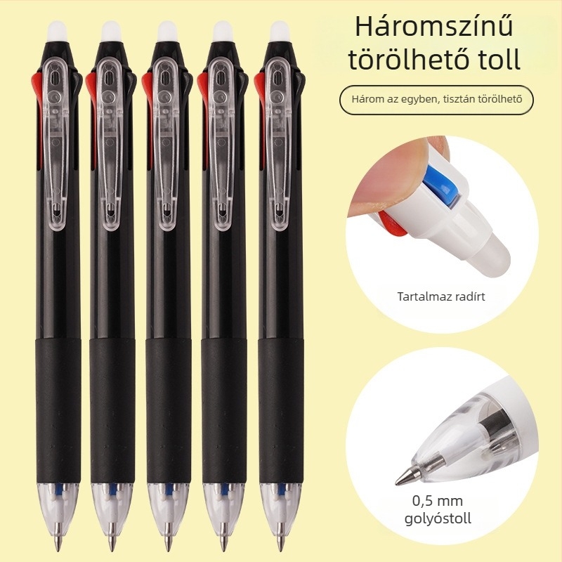 3 színű törölhető zselés toll, gyorsan száradó tinta, műanyag test