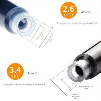 Hero töltőtollhoz cserélhető tintasacskák, 2,6 mm vagy 3,4 mm, 50 vagy 100 darabos csomag, általános iskolás gyerekeknek