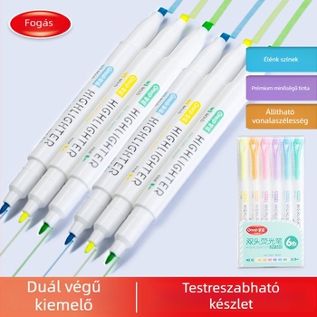 Kétoldalas kiemelő marker készlet, 6 darab, modell 556, műanyag tokozás