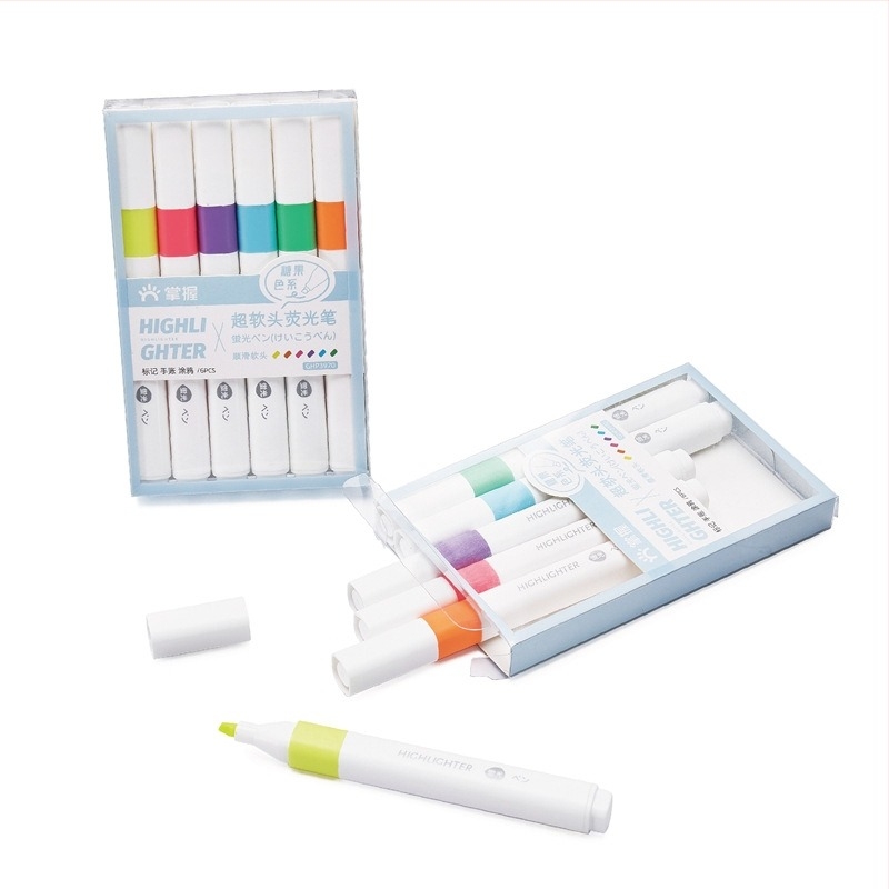 Kétoldalas kiemelő marker készlet, 6 darab, modell 556, műanyag tokozás