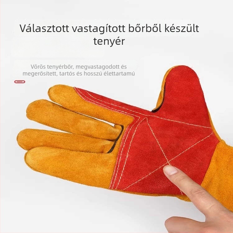 Hegesztő kesztyűk – tehénbőr, vastagított, varrás nélküli, kopásálló és hőálló védelem a hegesztők számára