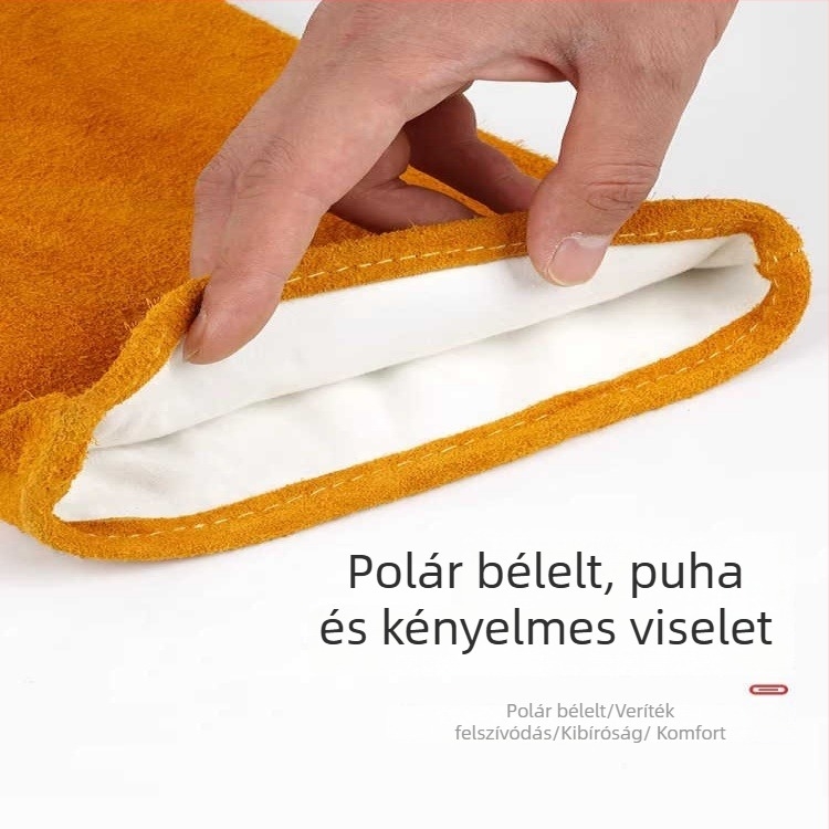 Hegesztő kesztyűk – tehénbőr, vastagított, varrás nélküli, kopásálló és hőálló védelem a hegesztők számára