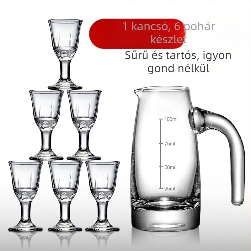 Otthoni likőrdispenser készlet – üveg, 101–200 ml kapacitás, 6–10 darab, modern minimális stílus, logónyomás elérhető