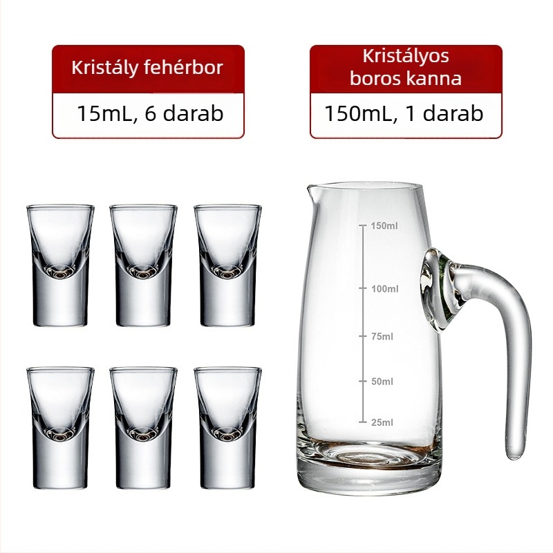 Otthoni likőrdispenser készlet – üveg, 101–200 ml kapacitás, 6–10 darab, modern minimális stílus, logónyomás elérhető