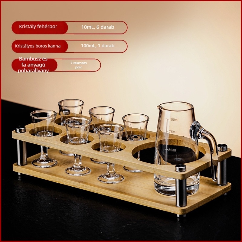 Otthoni likőrdispenser készlet – üveg, 101–200 ml kapacitás, 6–10 darab, modern minimális stílus, logónyomás elérhető