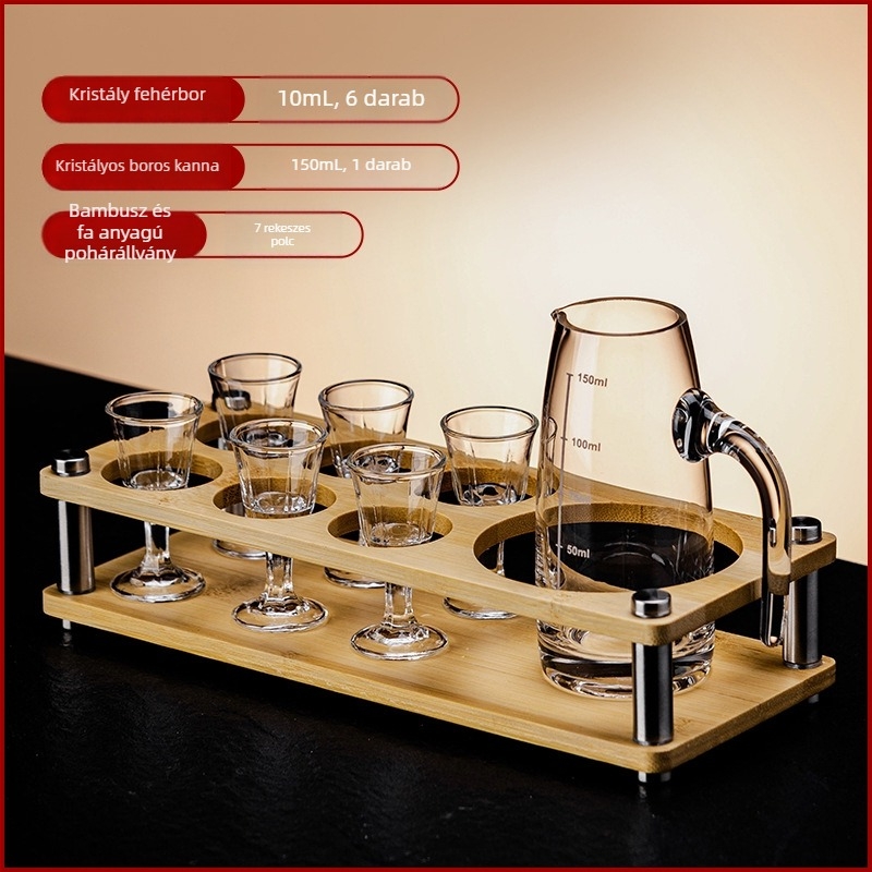 Otthoni likőrdispenser készlet – üveg, 101–200 ml kapacitás, 6–10 darab, modern minimális stílus, logónyomás elérhető