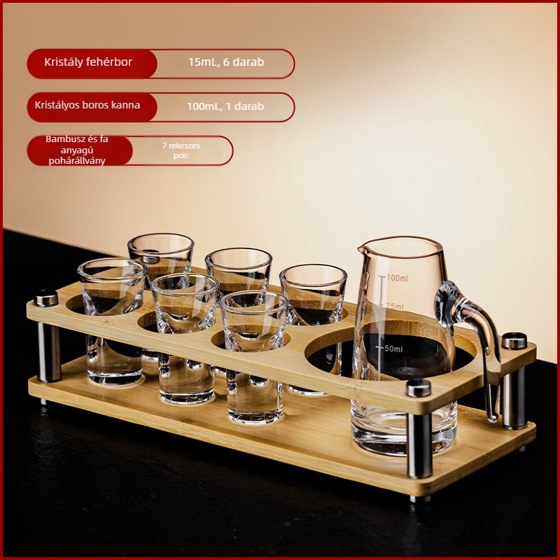 Otthoni likőrdispenser készlet – üveg, 101–200 ml kapacitás, 6–10 darab, modern minimális stílus, logónyomás elérhető