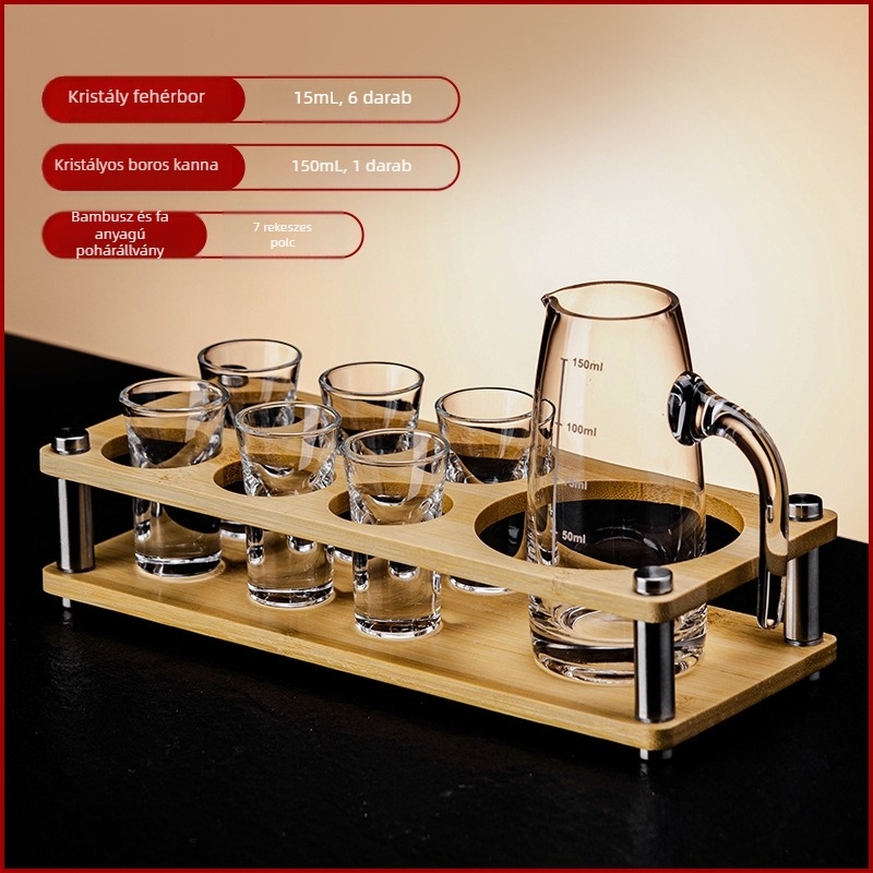 Otthoni likőrdispenser készlet – üveg, 101–200 ml kapacitás, 6–10 darab, modern minimális stílus, logónyomás elérhető