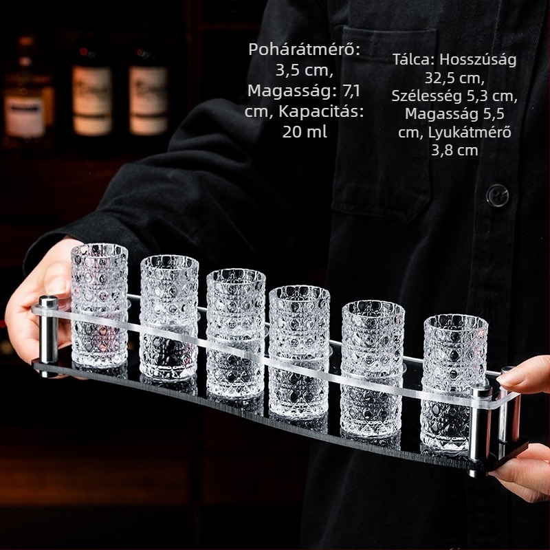 Reliefes ékkő-mintázatú üveg shot pohár készlet, egyszerű stílus, 1–100 ml kapacitás, prémium minőség.