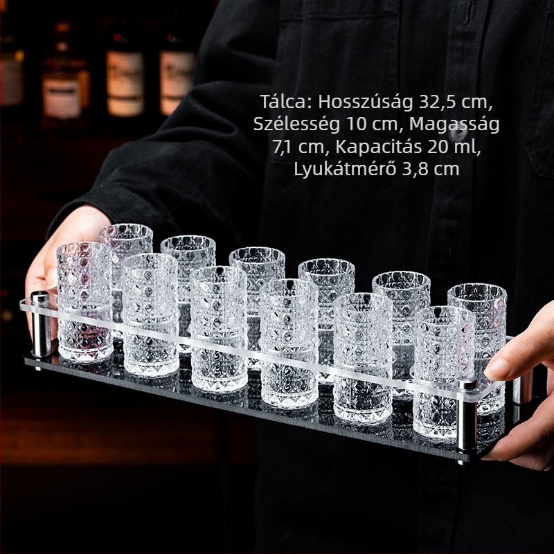 Reliefes ékkő-mintázatú üveg shot pohár készlet, egyszerű stílus, 1–100 ml kapacitás, prémium minőség.