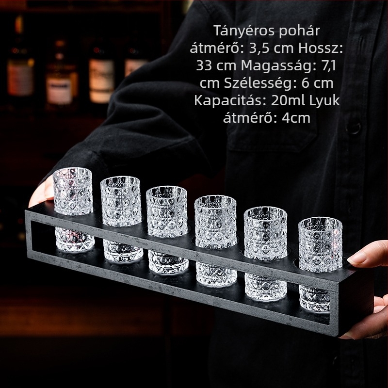 Reliefes ékkő-mintázatú üveg shot pohár készlet, egyszerű stílus, 1–100 ml kapacitás, prémium minőség.