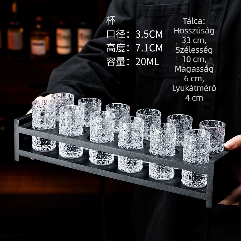 Reliefes ékkő-mintázatú üveg shot pohár készlet, egyszerű stílus, 1–100 ml kapacitás, prémium minőség.