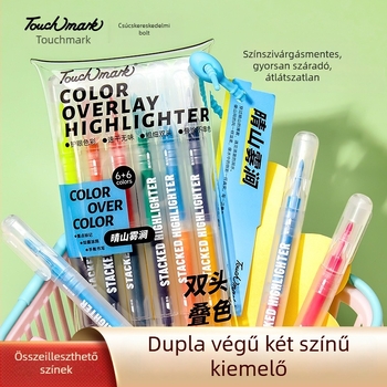 Touchmark Kétoldalas kiemelő marker, műanyag ház, TK-DSYGB, törölhető, diákok számára
