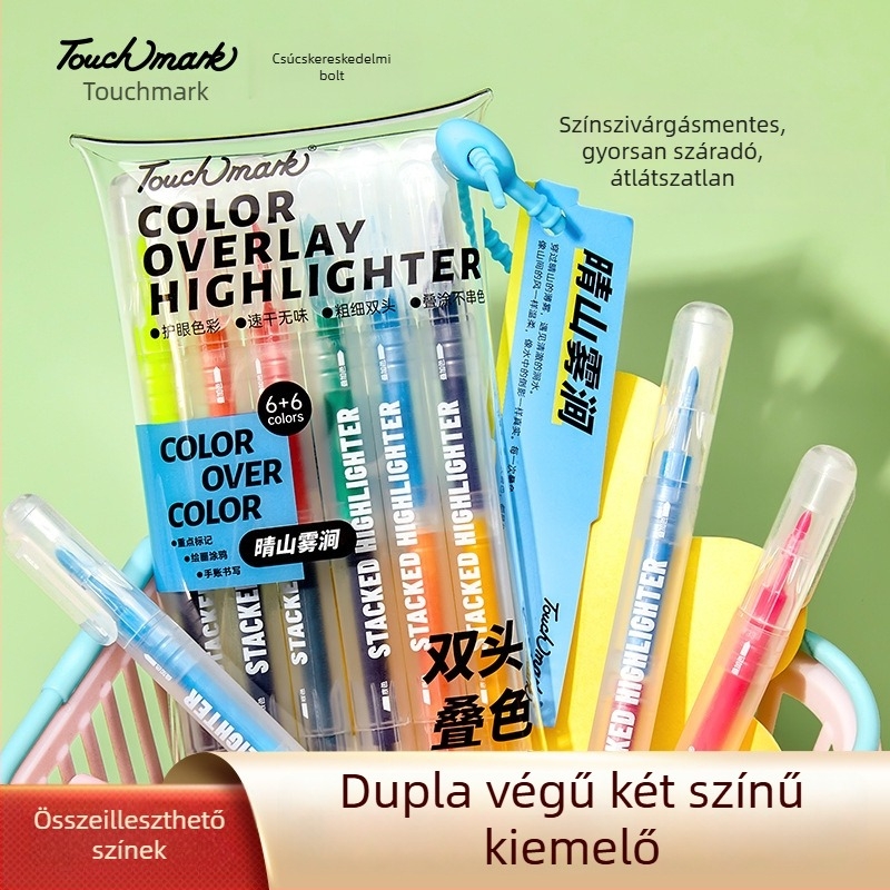 Touchmark Kétoldalas kiemelő marker, műanyag ház, TK-DSYGB, törölhető, diákok számára