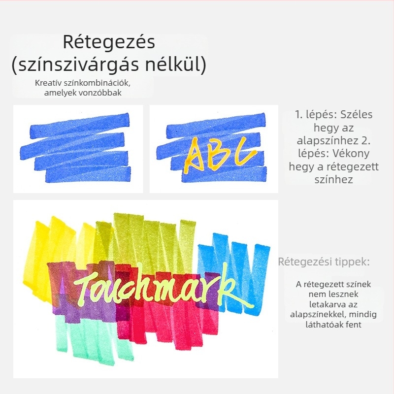 Touchmark Kétoldalas kiemelő marker, műanyag ház, TK-DSYGB, törölhető, diákok számára