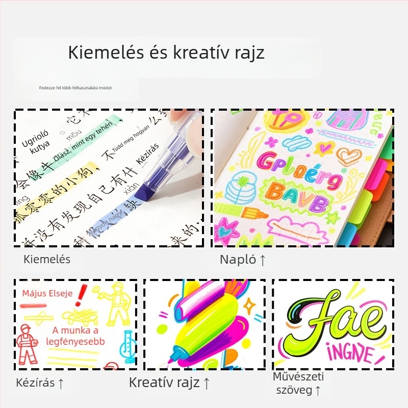 Touchmark Kétoldalas kiemelő marker, műanyag ház, TK-DSYGB, törölhető, diákok számára