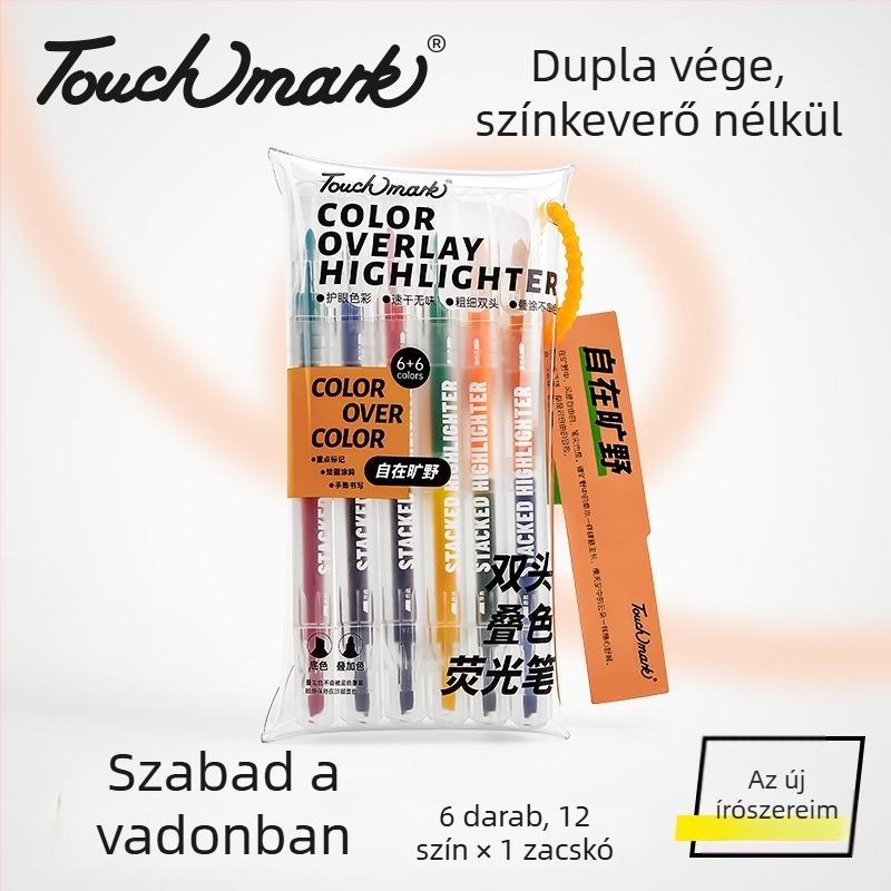 Touchmark Kétoldalas kiemelő marker, műanyag ház, TK-DSYGB, törölhető, diákok számára