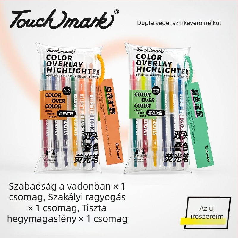 Touchmark Kétoldalas kiemelő marker, műanyag ház, TK-DSYGB, törölhető, diákok számára