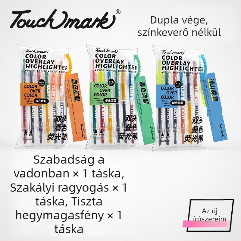 Touchmark Kétoldalas kiemelő marker, műanyag ház, TK-DSYGB, törölhető, diákok számára