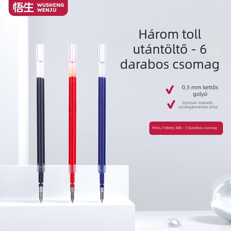 Wusheng műanyag töltő digitális kijelzős körzőhöz – 0,5 mm, 3 darab töltő Penguin és Chubby Bear tollakhoz