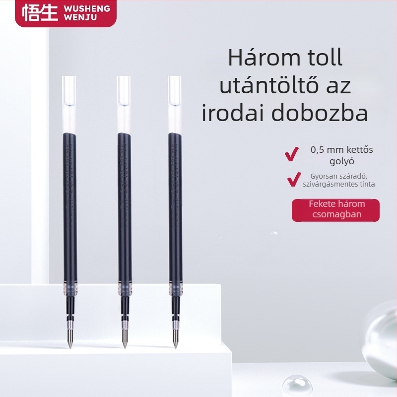 Wusheng műanyag töltő digitális kijelzős körzőhöz – 0,5 mm, 3 darab töltő Penguin és Chubby Bear tollakhoz