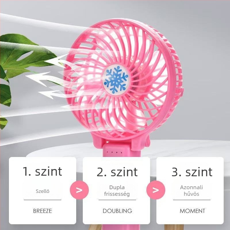 Összecsukható kézi ventilátor LED-világítással, USB-ről tölthető, hordozható és csendes
