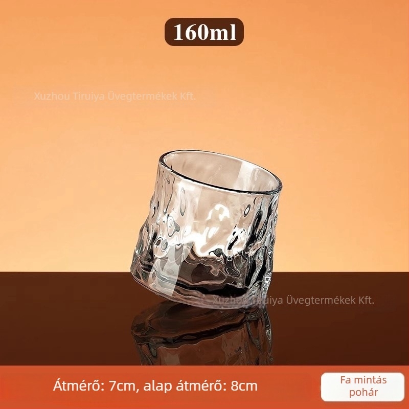 Forgó dizájnnal rendelkező whisky pohár, hőálló üveg, kapacitás 101–200 ml, könnyű luxus stílus, fogantyú vagy kupak nélkül