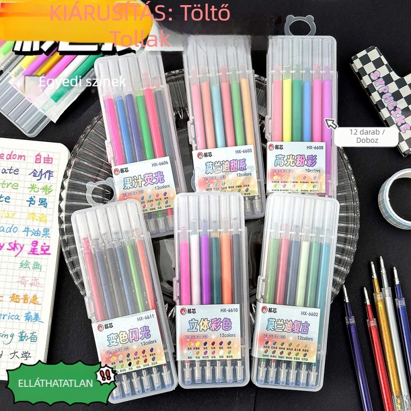 Gél toll refil, 0,7 mm, műanyag test, dobozos csomagolás, Hundred Gold, kézi rajzokhoz