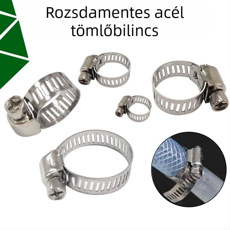 Rozsdamentes acél csőkapocs, amerikai stílus, gázcsatlakozás; Nominális átmérő: a képen látható; Rögzítő átmérő: a képen látható