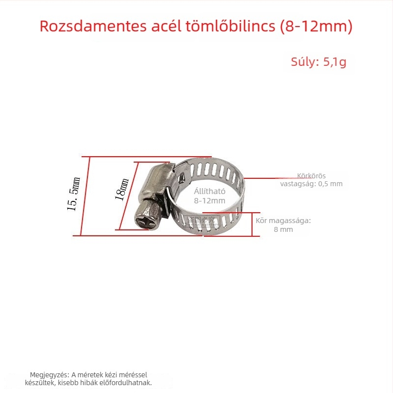 Rozsdamentes acél csőkapocs, amerikai stílus, gázcsatlakozás; Nominális átmérő: a képen látható; Rögzítő átmérő: a képen látható