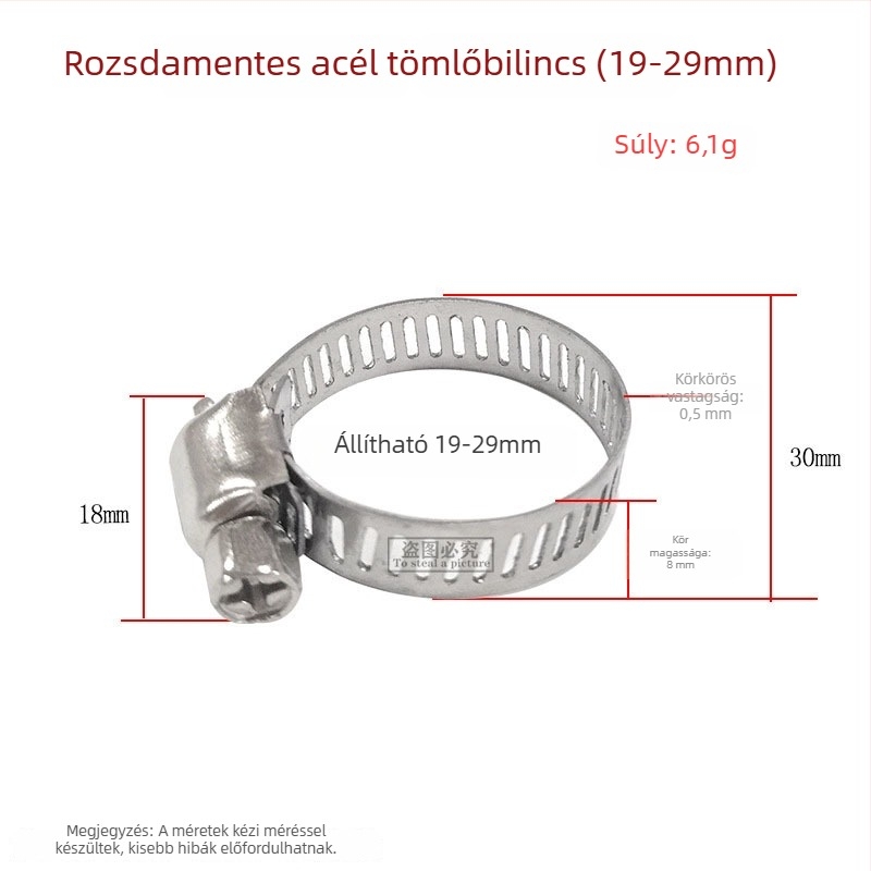 Rozsdamentes acél csőkapocs, amerikai stílus, gázcsatlakozás; Nominális átmérő: a képen látható; Rögzítő átmérő: a képen látható