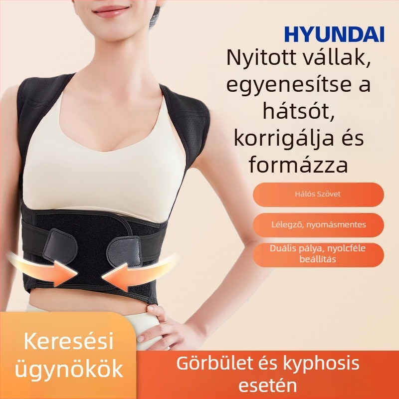 HYUNDAI Testtartás-korrektor öv, nyitott vállak, légáteresztő, anti-kifoza, univerzális illeszkedés, modell HD-H-1BK2