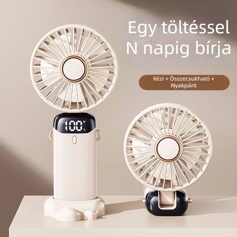 USB kézi ventilátor – mini, hordozható, összecsukható, újratölthető, asztali hűtő ventilátor, beépített akkumulátor, 5 lapát, 5 sebesség, csendes működés