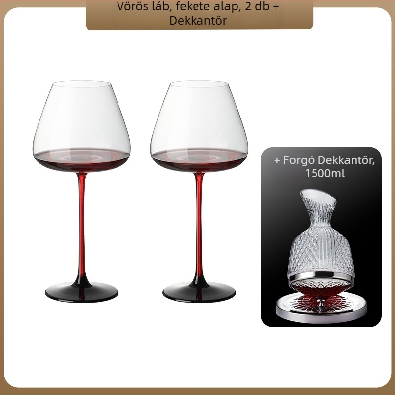 Vörösboros pohár készlet (2 db) - ólommentes kristályüveg, kapacitás 601–700 ml, modern minimalista stílus, Blossom Reflecting Moon