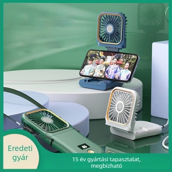 Kézben tartható mini ventilátor digitális kijelzővel, összecsukható, USB tápegység (belső akkumulátor 2000–4000 mAh; zaj < 36 dB; 3 sebesség)