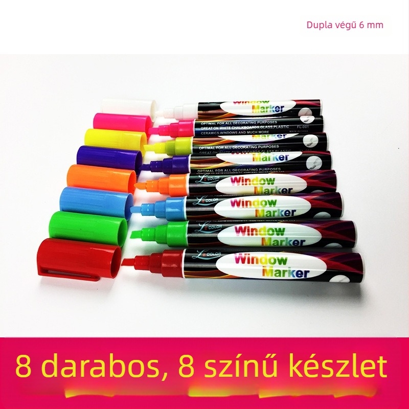 LED fluoreszkáló tábla kiemelő toll, színes, vízbázisú radírozható grafiti- és rajzmárk