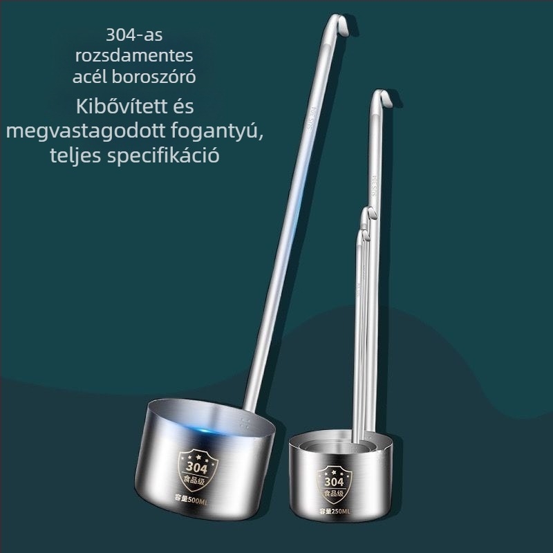 Rozsdamentes acélból készült boros készlet sík fogantyúval: tölcsér, mérő, borkanál és tölcsér