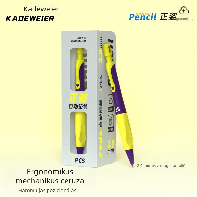 Cadwell 3.0 puha fogású mechanikus ceruza, vastag grafittel, elemi iskolás diákoknak, fogáskorrekció és írásgyakorlat céljából