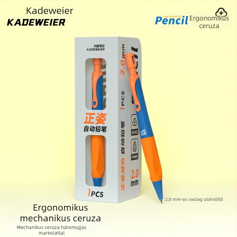 Cadwell 3.0 puha fogású mechanikus ceruza, vastag grafittel, elemi iskolás diákoknak, fogáskorrekció és írásgyakorlat céljából