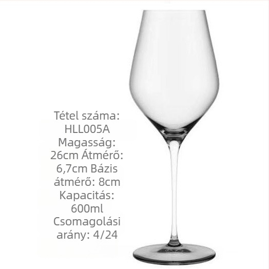 Elise boros pohár, üveg, modern minimalista stílus, széles pohártest, logó nyomtatva, tálcás csomagolás